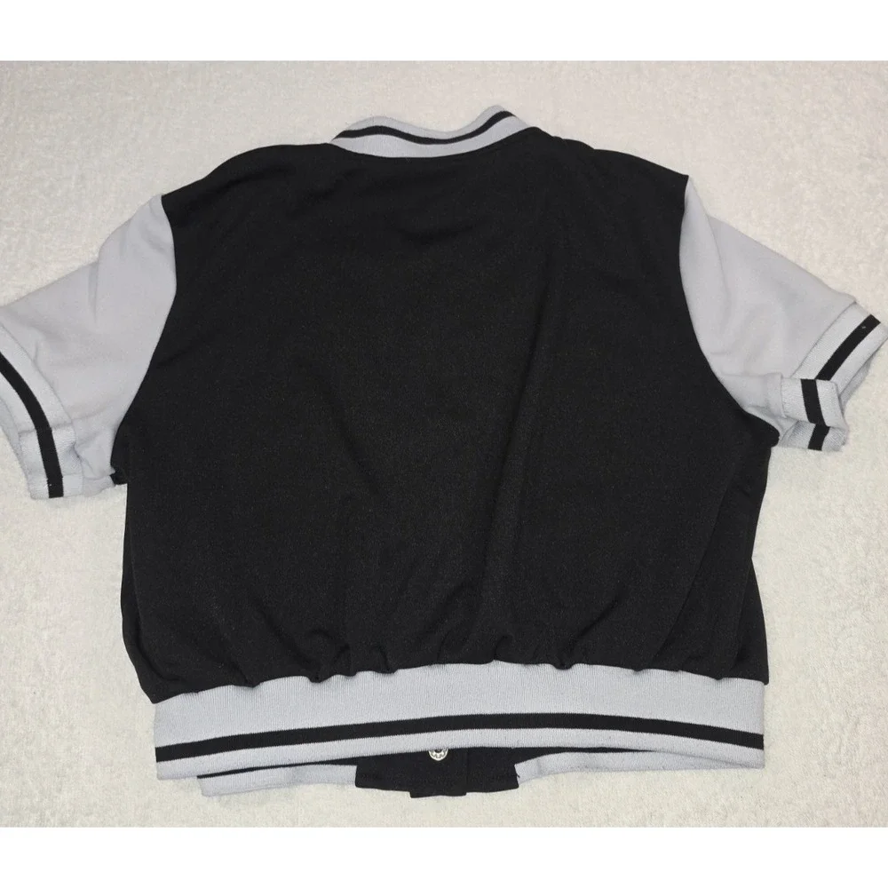 Massmode Varsity Short Sleeve Jacket Black/Gray Size Large 